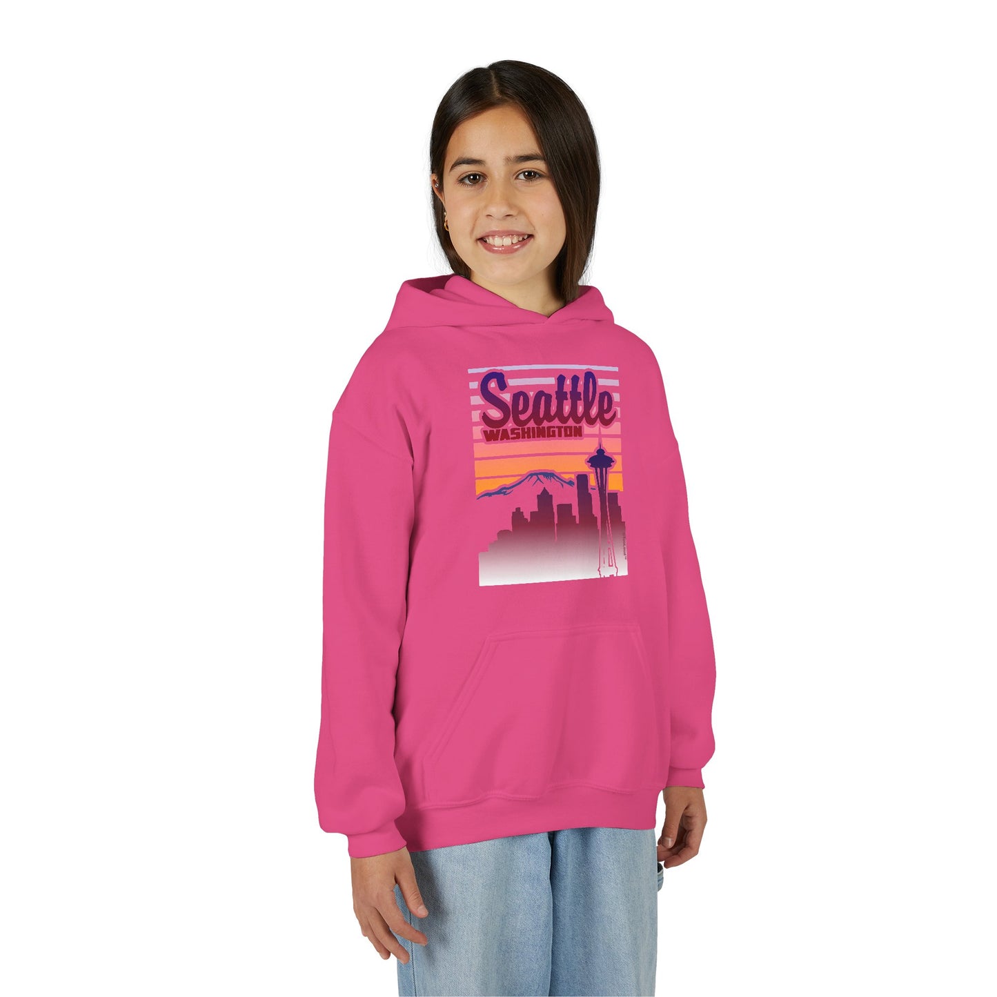Seattle Washington Sunset Youth Children's Hoodie by TOOLOUD
