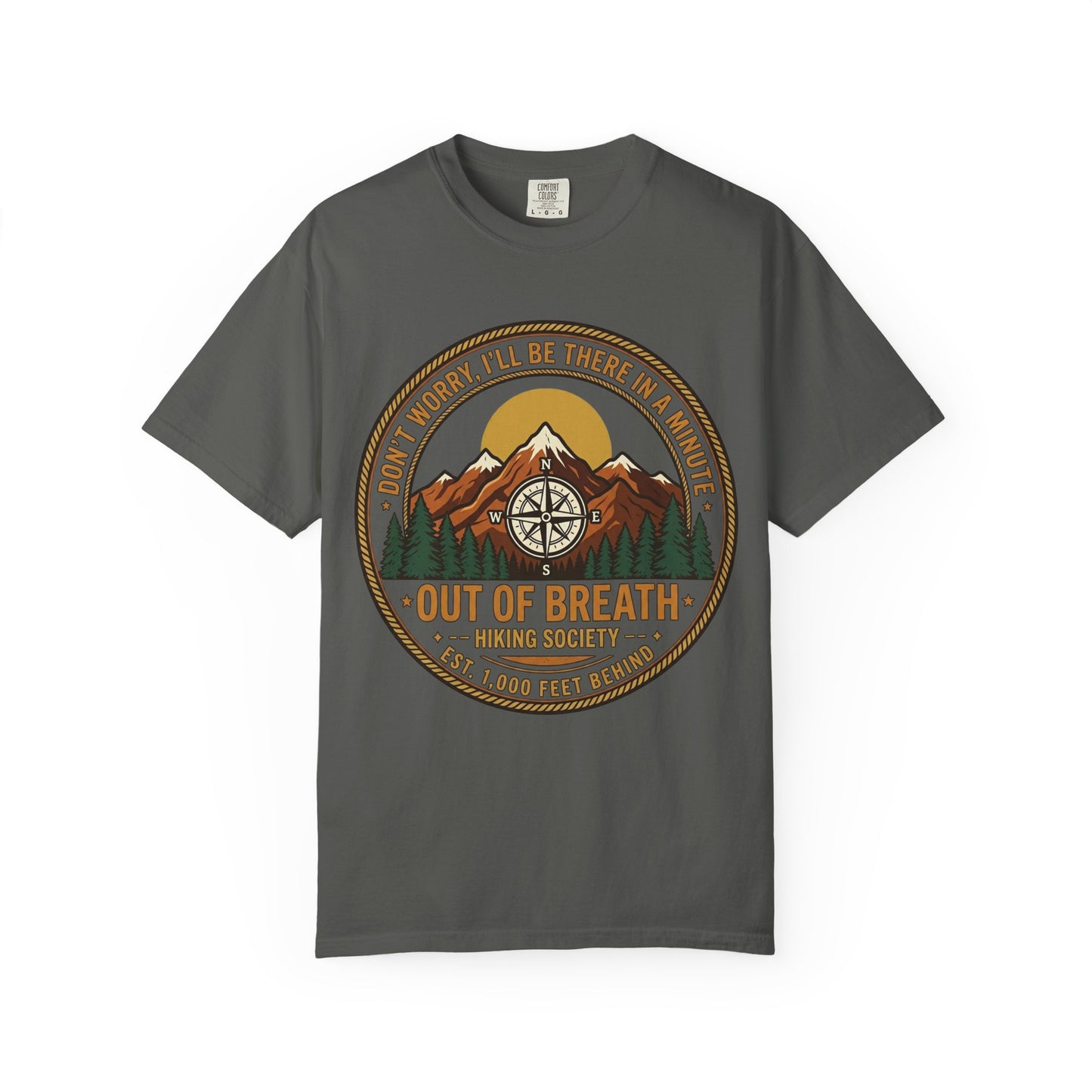 Out of Breath Hiking Society Adult Garment-Dyed T-Shirt