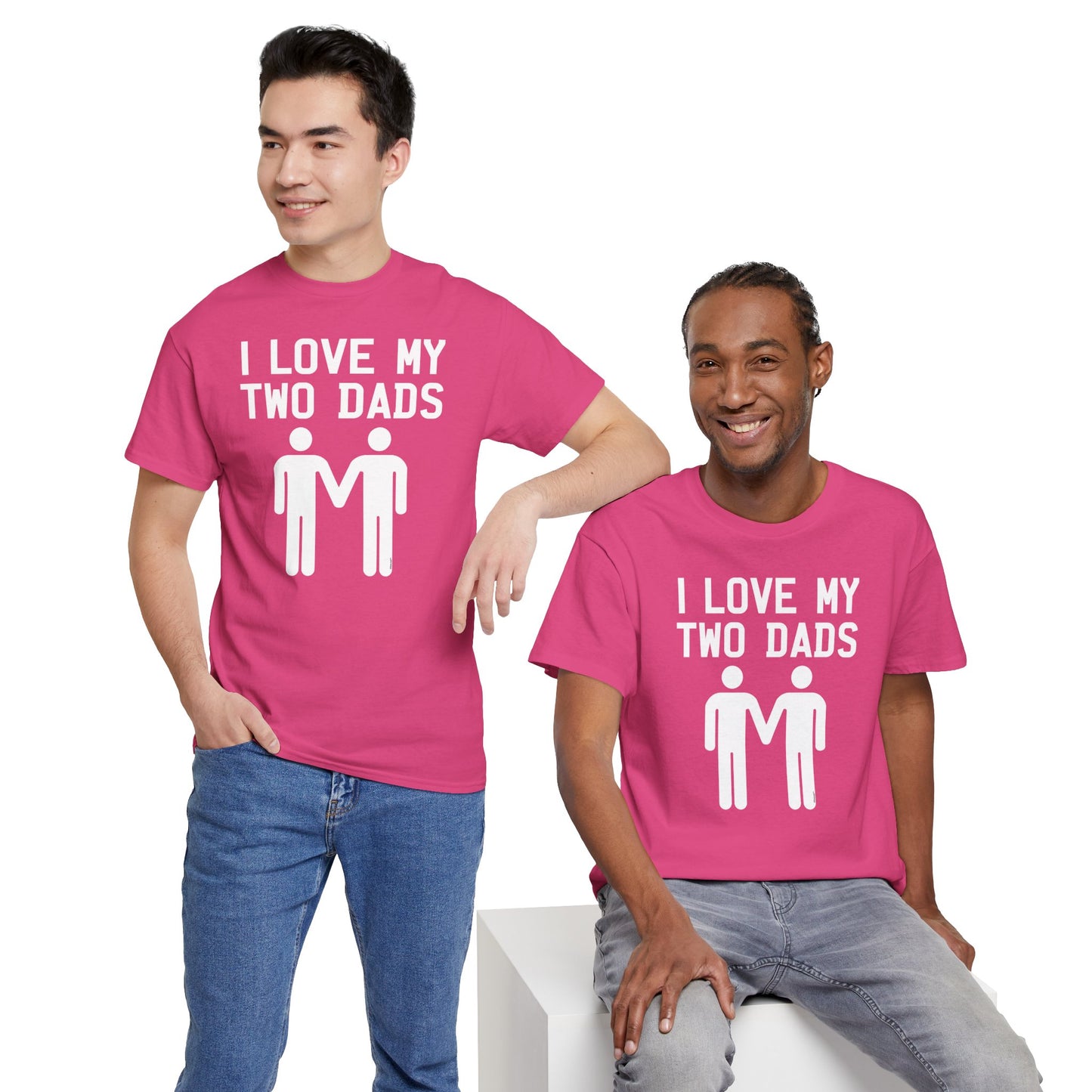 I Love My Two Dads Gay Fathers Unisex Dark T-Shirt by TOOLOUD