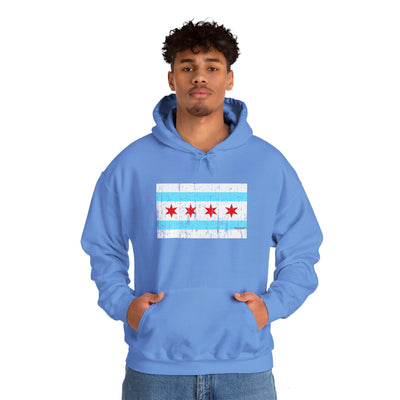 TOOLOUD Distressed Chicago Flag Design Unisex Hoodie Sweatshirt