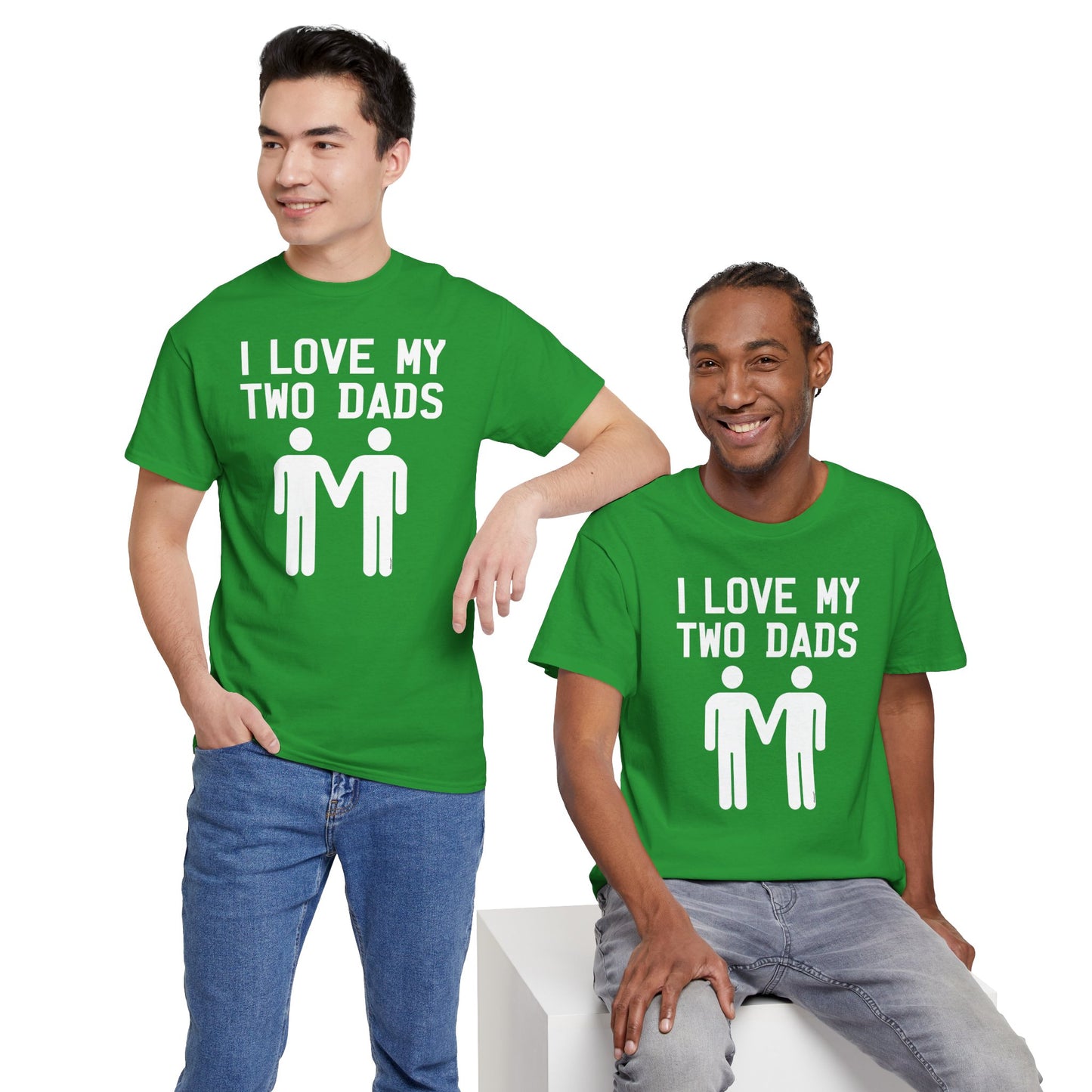 I Love My Two Dads Gay Fathers Unisex Dark T-Shirt by TOOLOUD