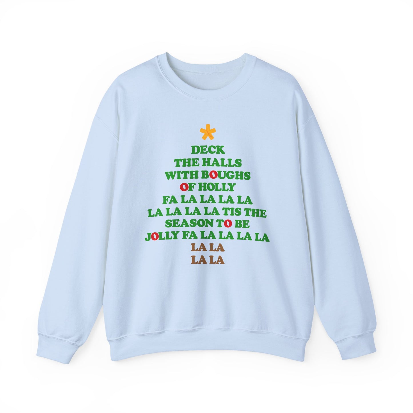 Deck the Halls Lyrics Christmas Tree Adult Sweatshirt by TOOLOUD