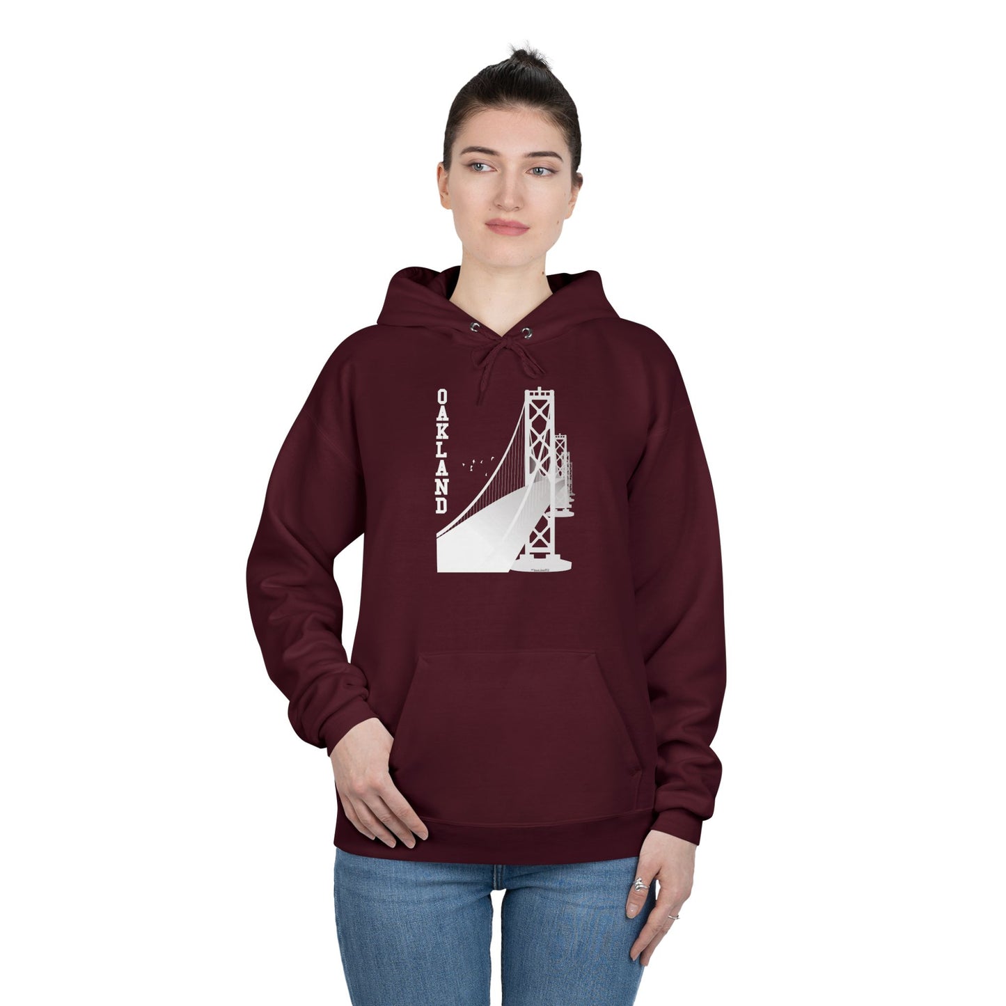 Oakland Text Bay Bridge Dark Pullover Hoodie Sweatshirt by TOOLOUD