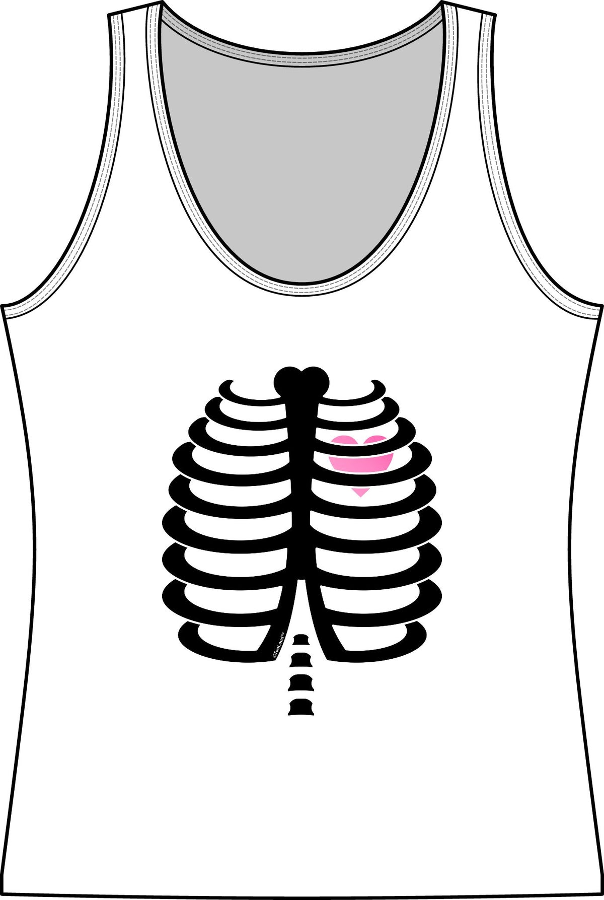 Black Skeleton Ribcage with Pink Heart Halloween Women's Tank Top by TOOLOUD