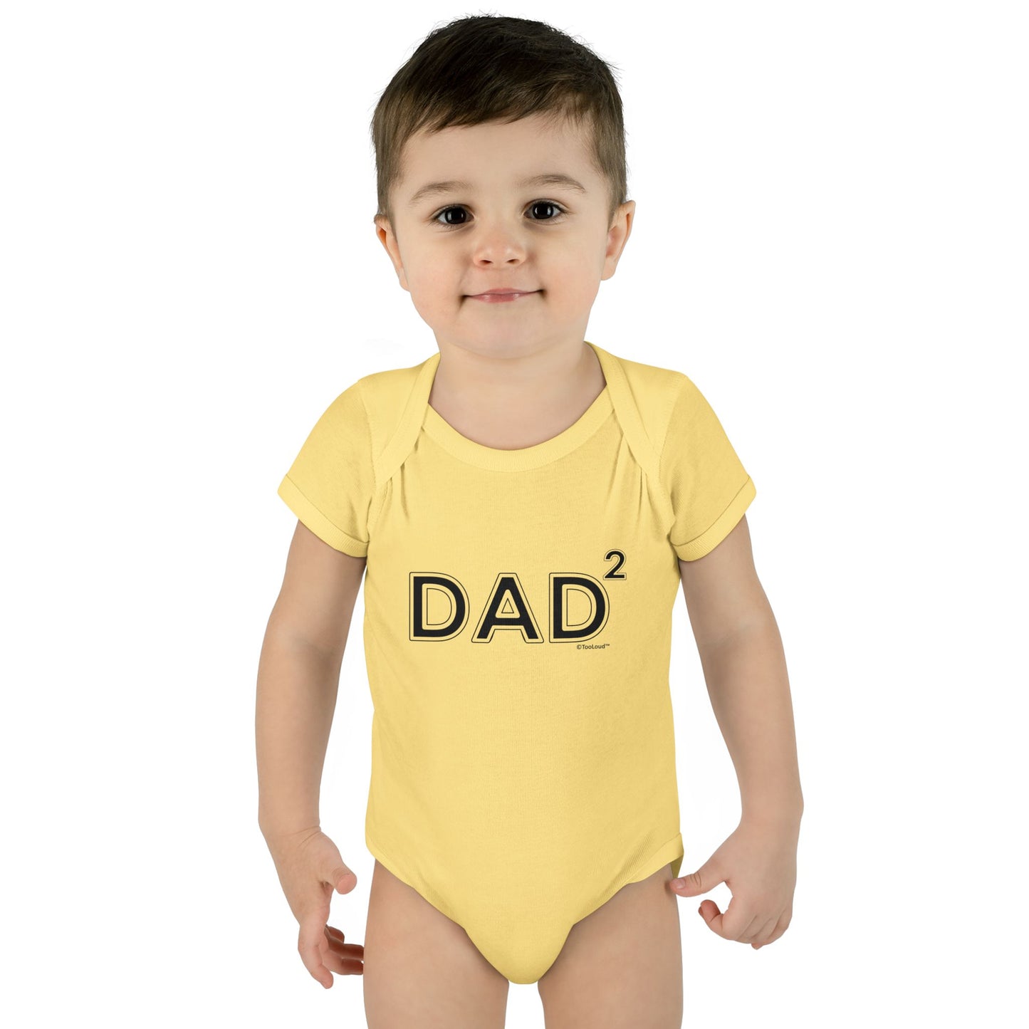 Dad Squared – Dad of Two Baby Romper Bodysuit by TOOLOUD