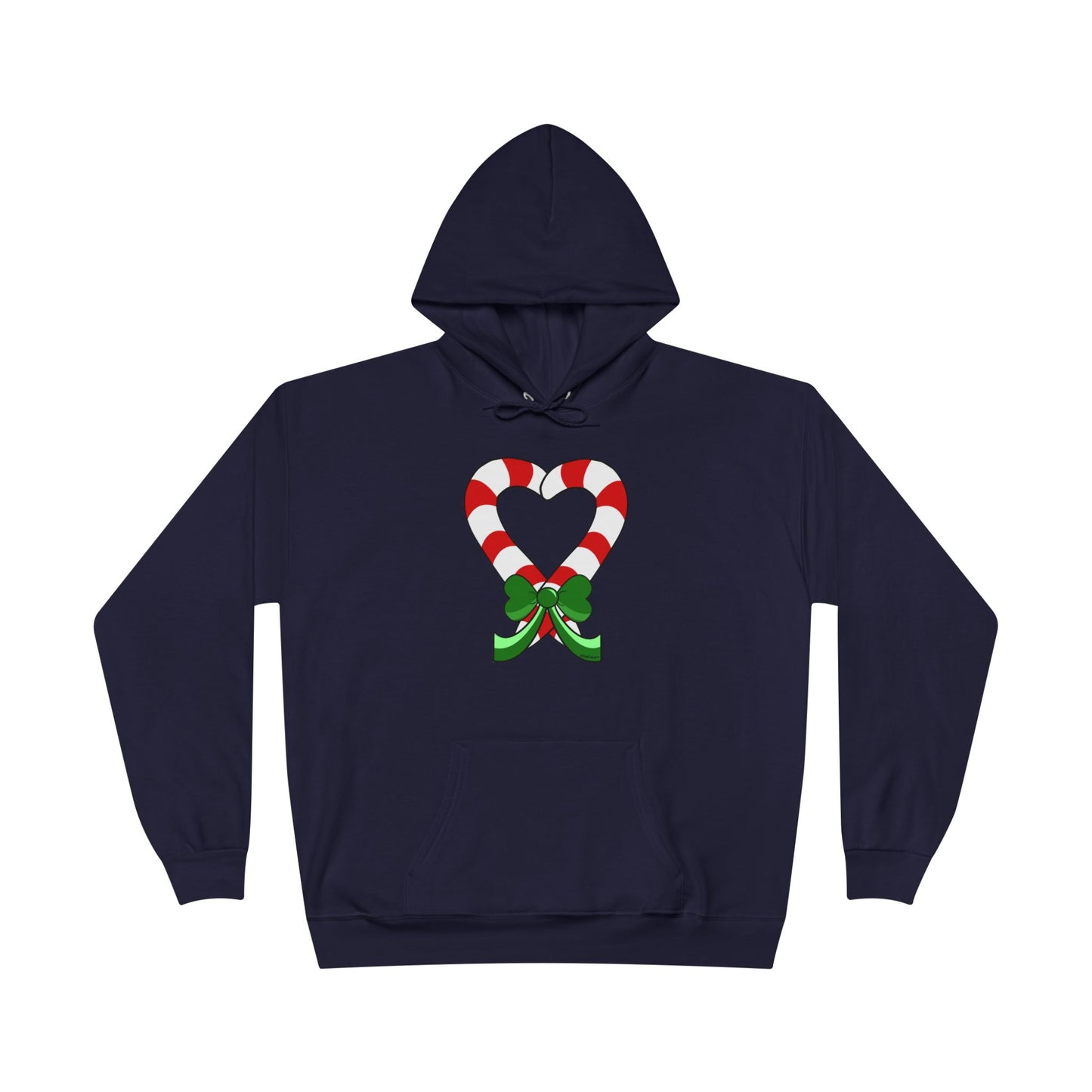 Candy Cane Heart Christmas Dark Hooded Sweatshirt by TOOLOUD