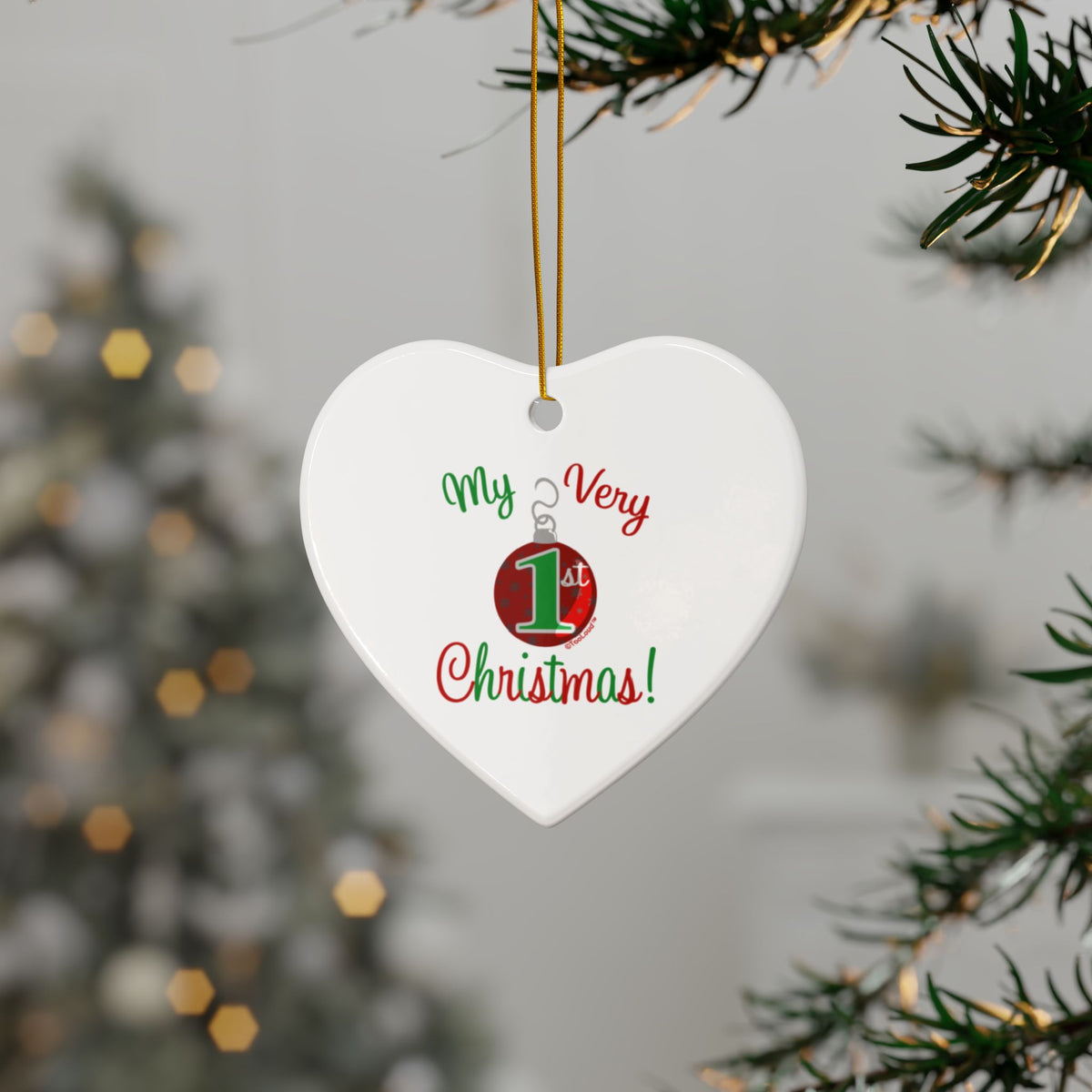 My Very 1st Christmas Ceramic Ornament – 4 Shape Options Double-Sided by TOOLOUD