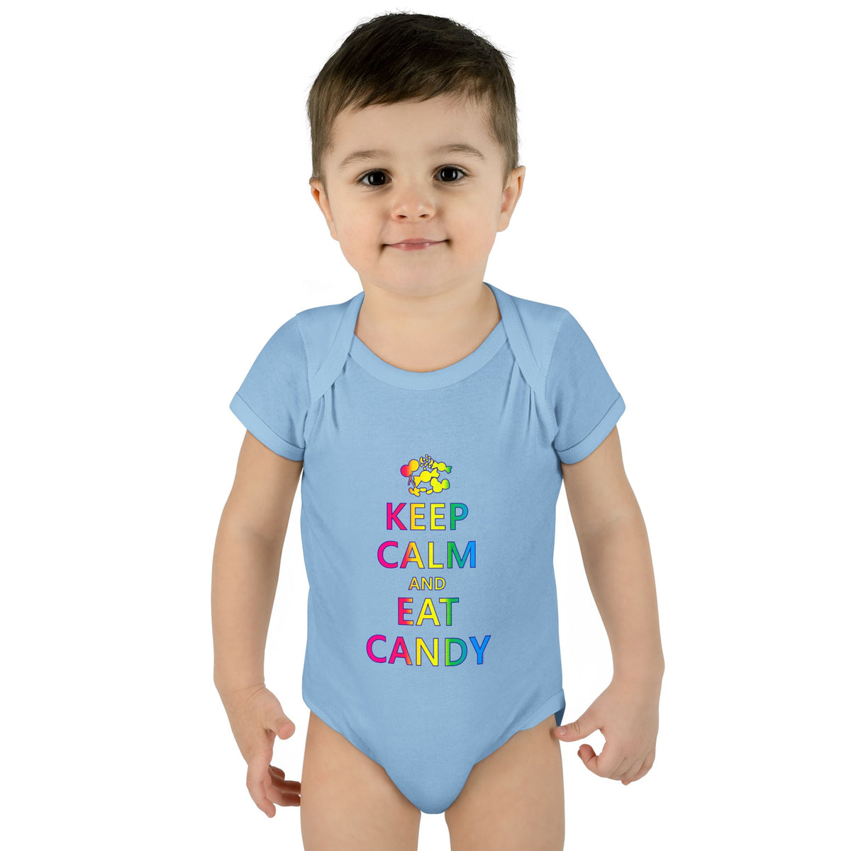 Keep Calm and Eat Candy Infant One Piece Bodysuit by TOOLOUD