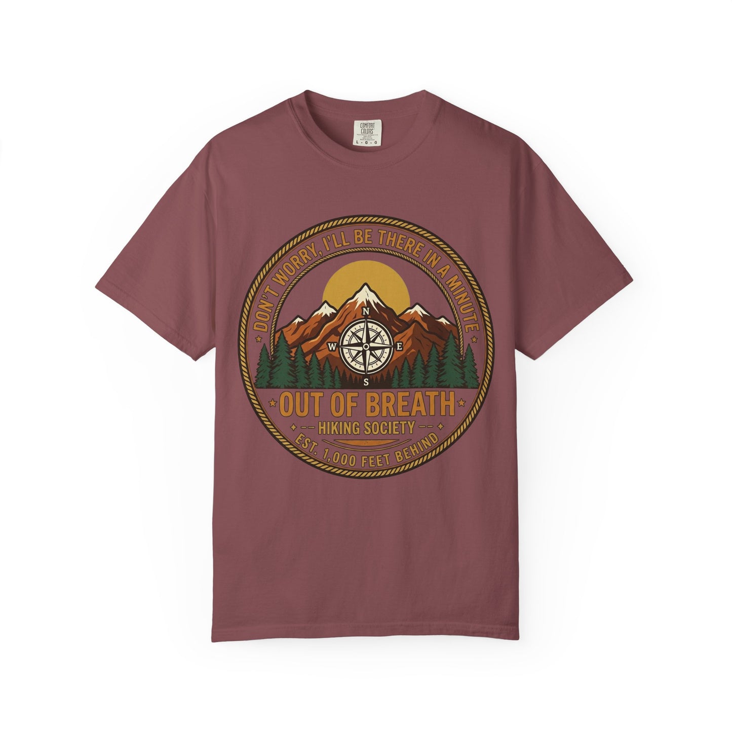Out of Breath Hiking Society Adult Garment-Dyed T-Shirt