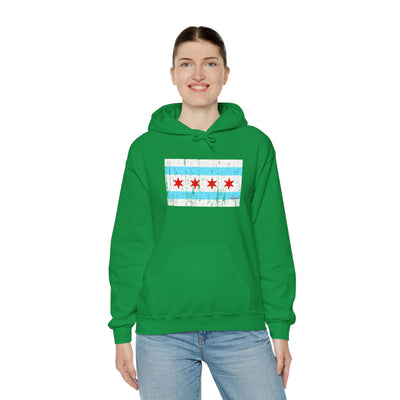 TOOLOUD Distressed Chicago Flag Design Unisex Hoodie Sweatshirt