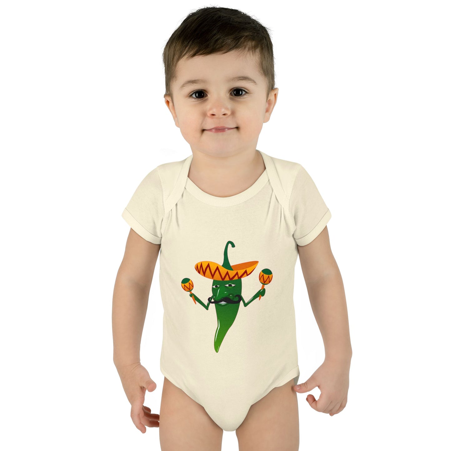 Green Hot Mexican Chili Pepper Cute Infant One-Piece Baby Bodysuit by TOOLOUD