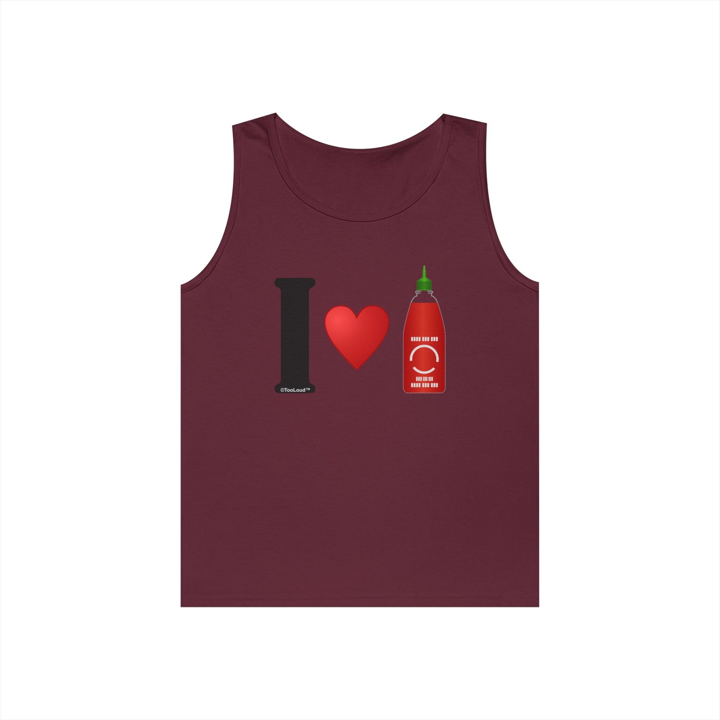 I Heart Sriracha Design Adult Tank Top by TOOLOUD