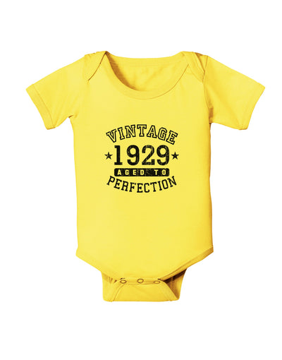 90th Birthday Vintage Birth Year 1929 Baby Romper Bodysuit by TooLoud-TooLoud-Yellow-06-Months-Davson Sales