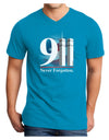 911 Never Forgotten Adult Dark V-Neck T-Shirt-TooLoud-Turquoise-XXXX-Large-Davson Sales