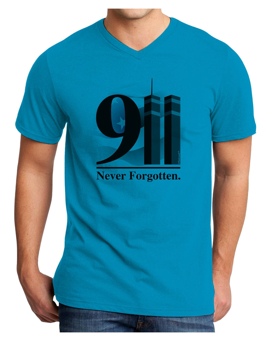 911 Never Forgotten Adult V-Neck T-shirt-Mens V-Neck T-Shirt-TooLoud-Turquoise-XXXX-Large-Davson Sales