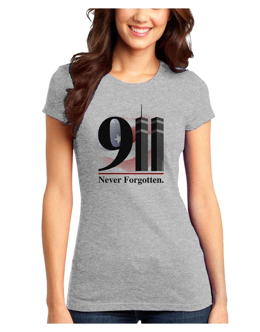 911 Never Forgotten Juniors Petite T-Shirt-T-Shirts Juniors Tops-TooLoud-Ash-Gray-Juniors Fitted XXXX-Large-Davson Sales