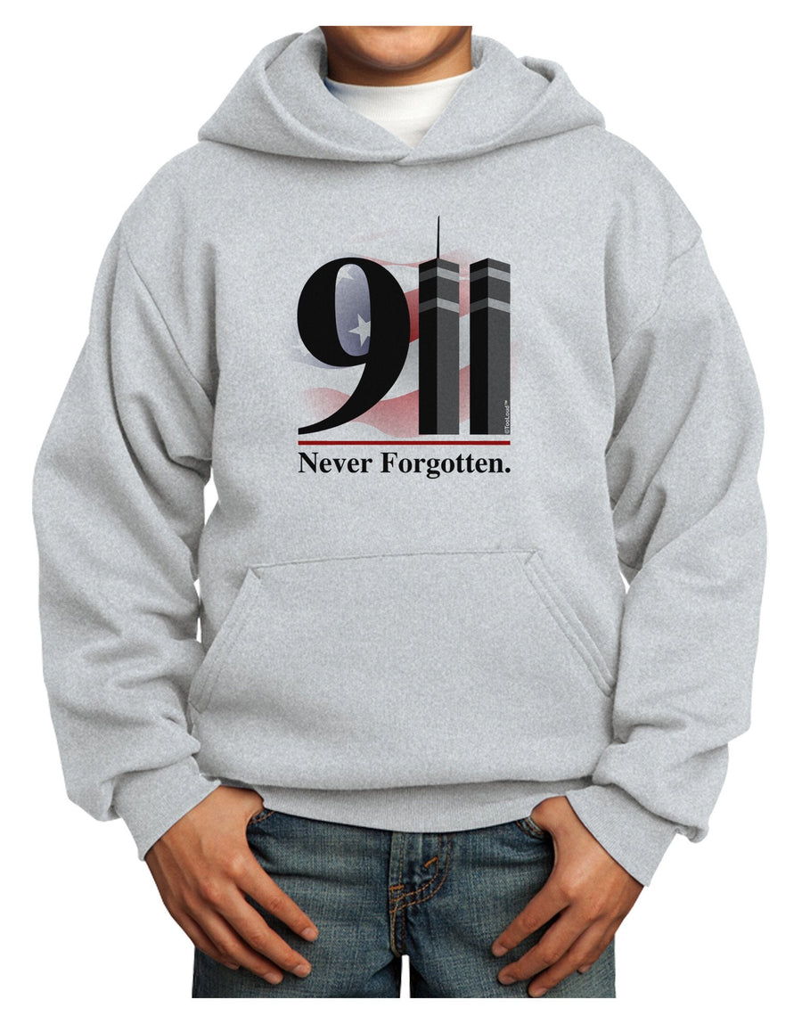 911 Never Forgotten Youth Hoodie Pullover Sweatshirt-Youth Hoodie-TooLoud-White-XL-Davson Sales