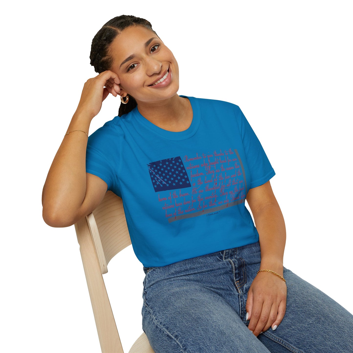 Veterans Scripted Flag Adult T-Shirt by TOOLOUD