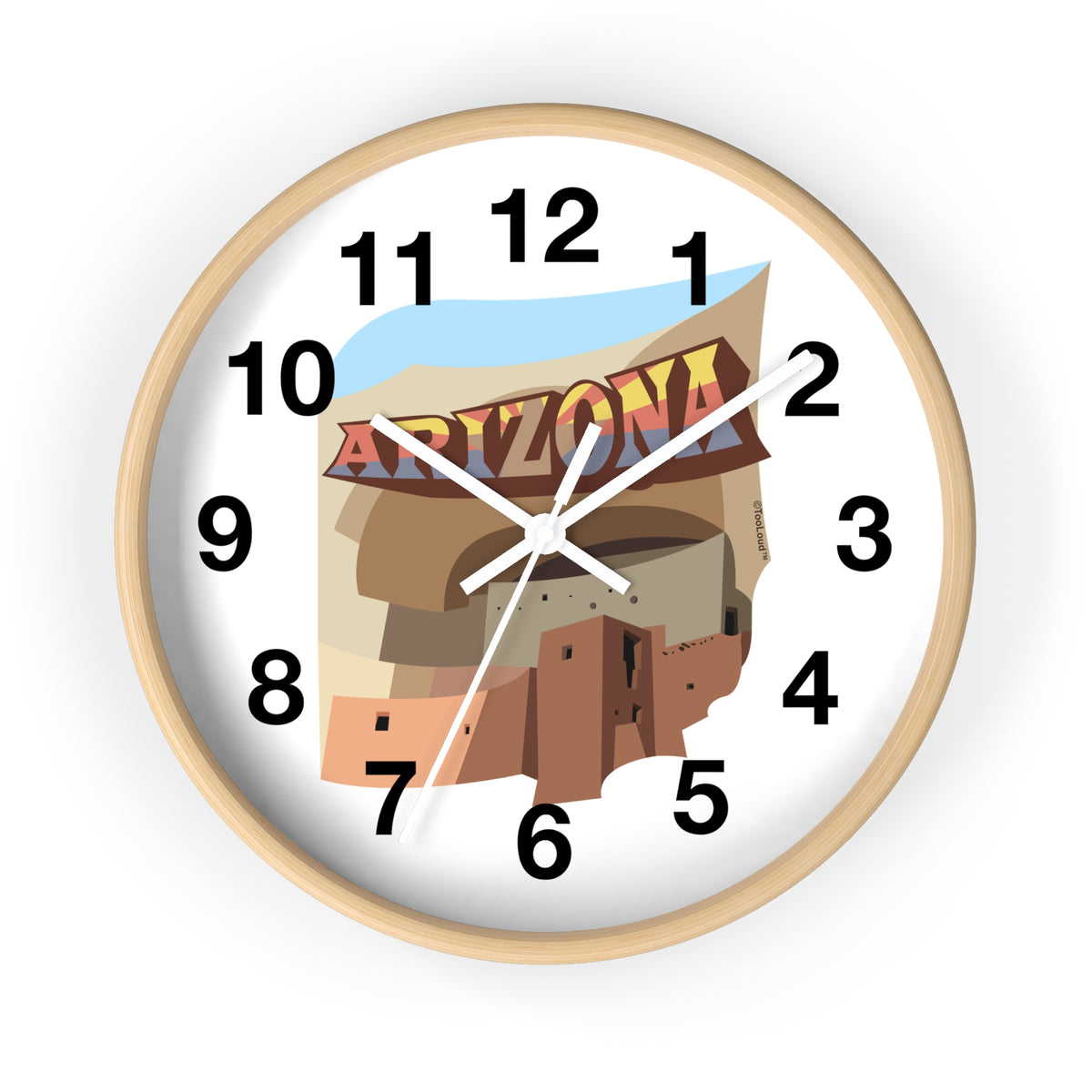 Arizona Montezuma Castle 10" Round Wall Clock with Numbers by TOOLOUD