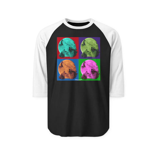 Three Wolves Howling - Pop-Art #1 Adult Unisex Raglan Shirt by TOOLOUD