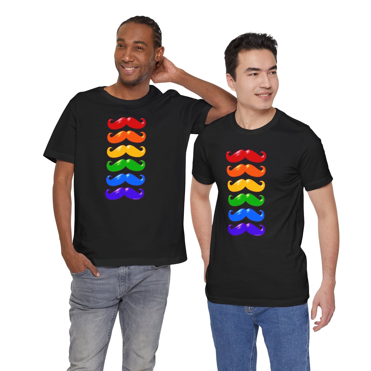 Colorful Rainbow Mustaches Adult Dark T-Shirt by TOOLOUD