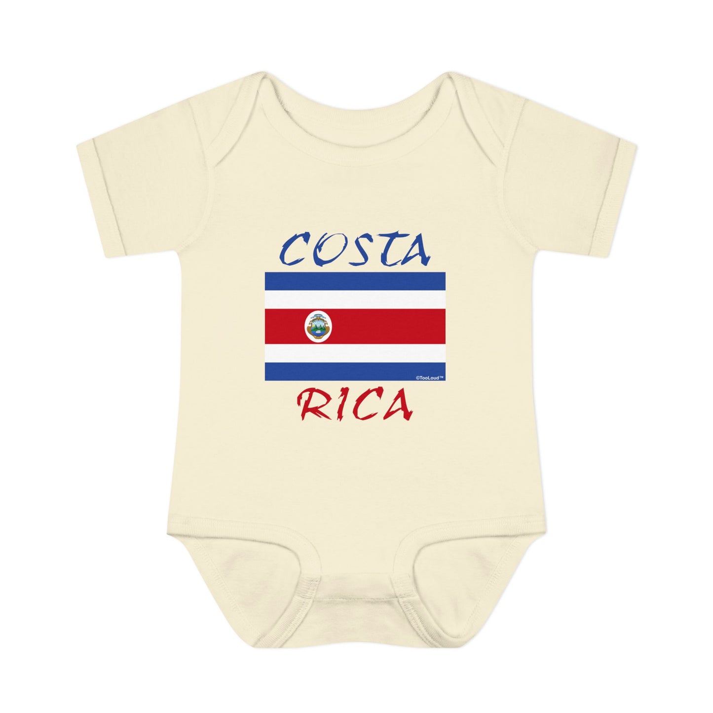 Costa Rica Flag Baby Romper Bodysuit by TOOLOUD