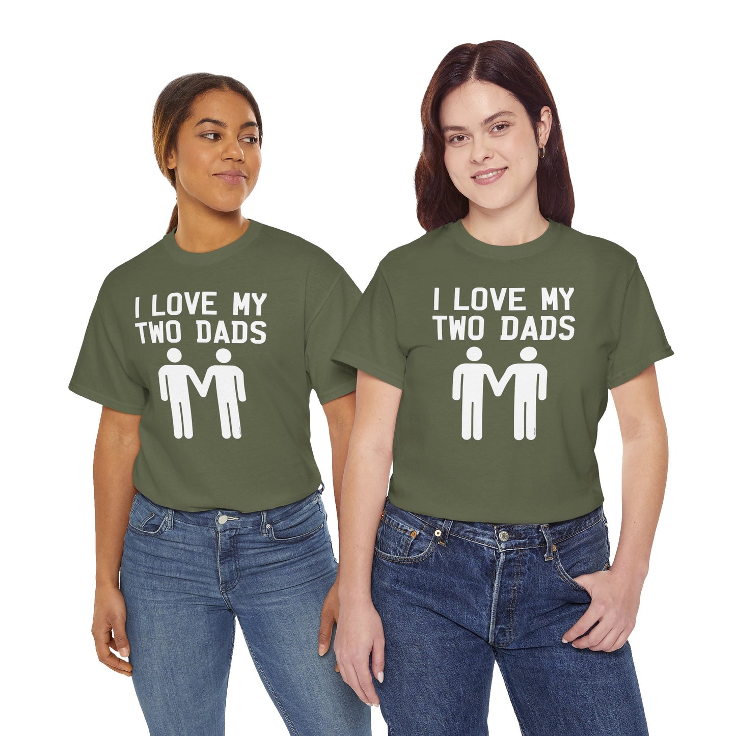 I Love My Two Dads Gay Fathers Unisex Dark T-Shirt by TOOLOUD