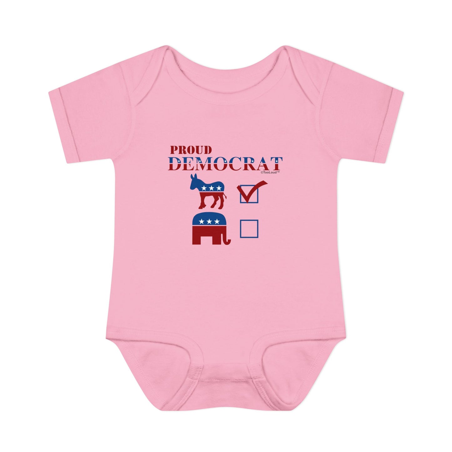 Proud Democrat Checkmark Baby Romper Bodysuit by TOOLOUD