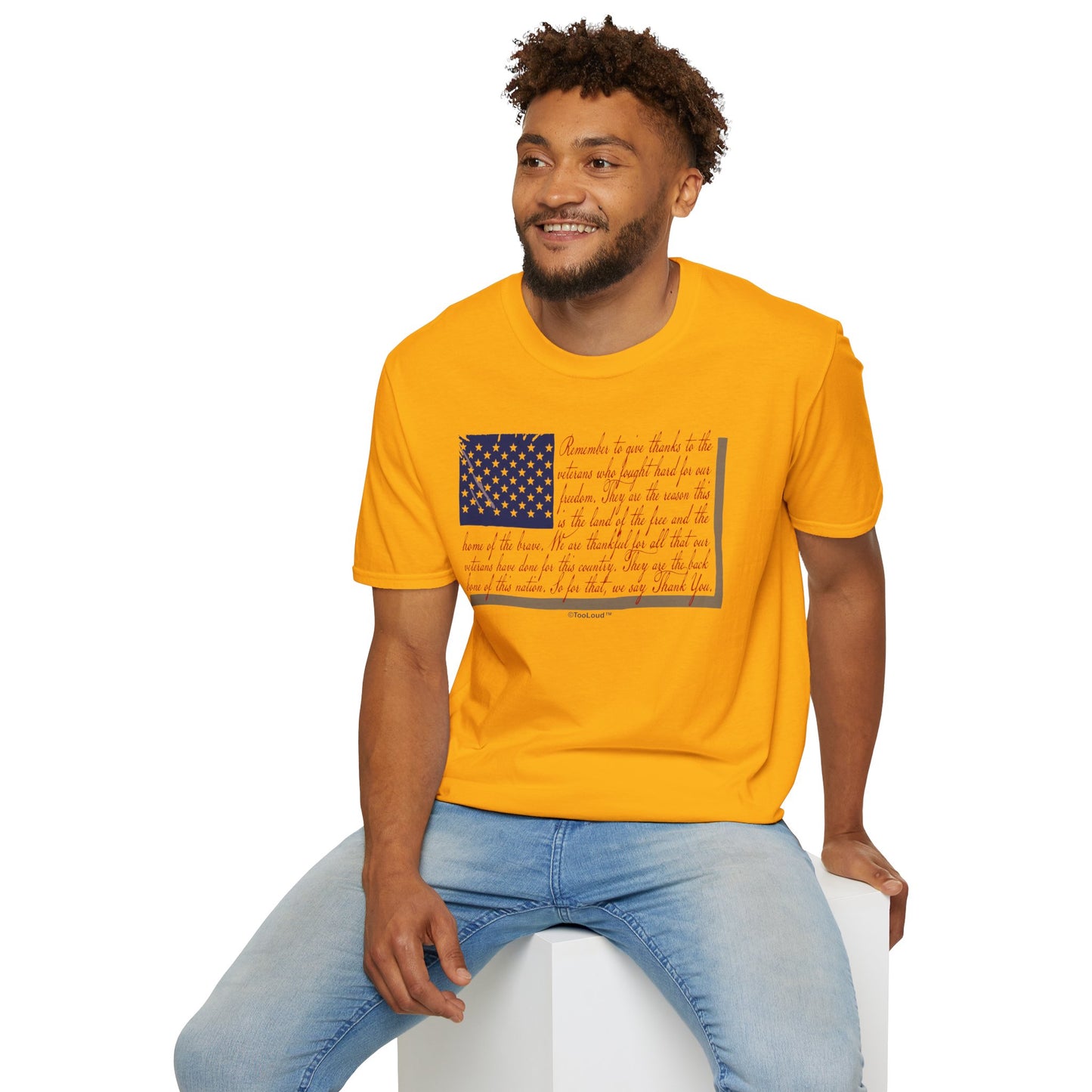 Veterans Scripted Flag Adult T-Shirt by TOOLOUD