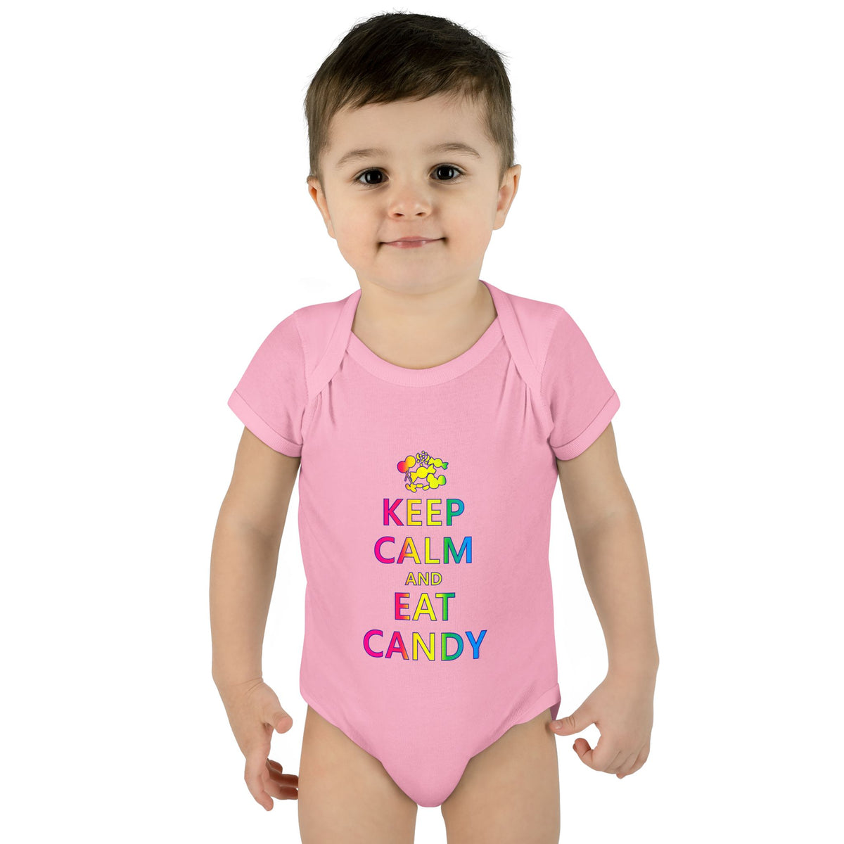 Keep Calm and Eat Candy Infant One Piece Bodysuit by TOOLOUD