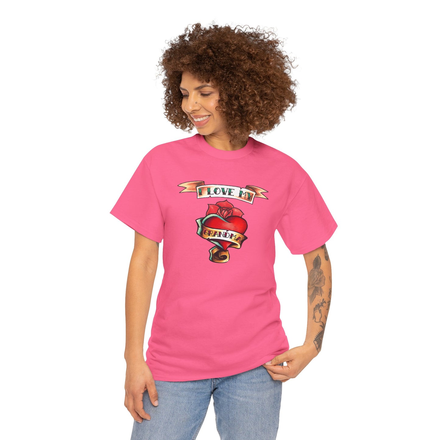 Heart Tattoo I Love My Grandma Adult T-Shirt by TOOLOUD