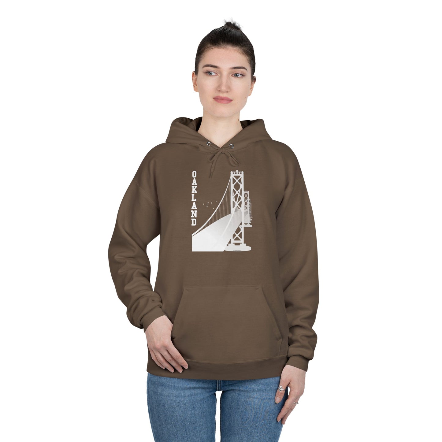 Oakland Text Bay Bridge Dark Pullover Hoodie Sweatshirt by TOOLOUD