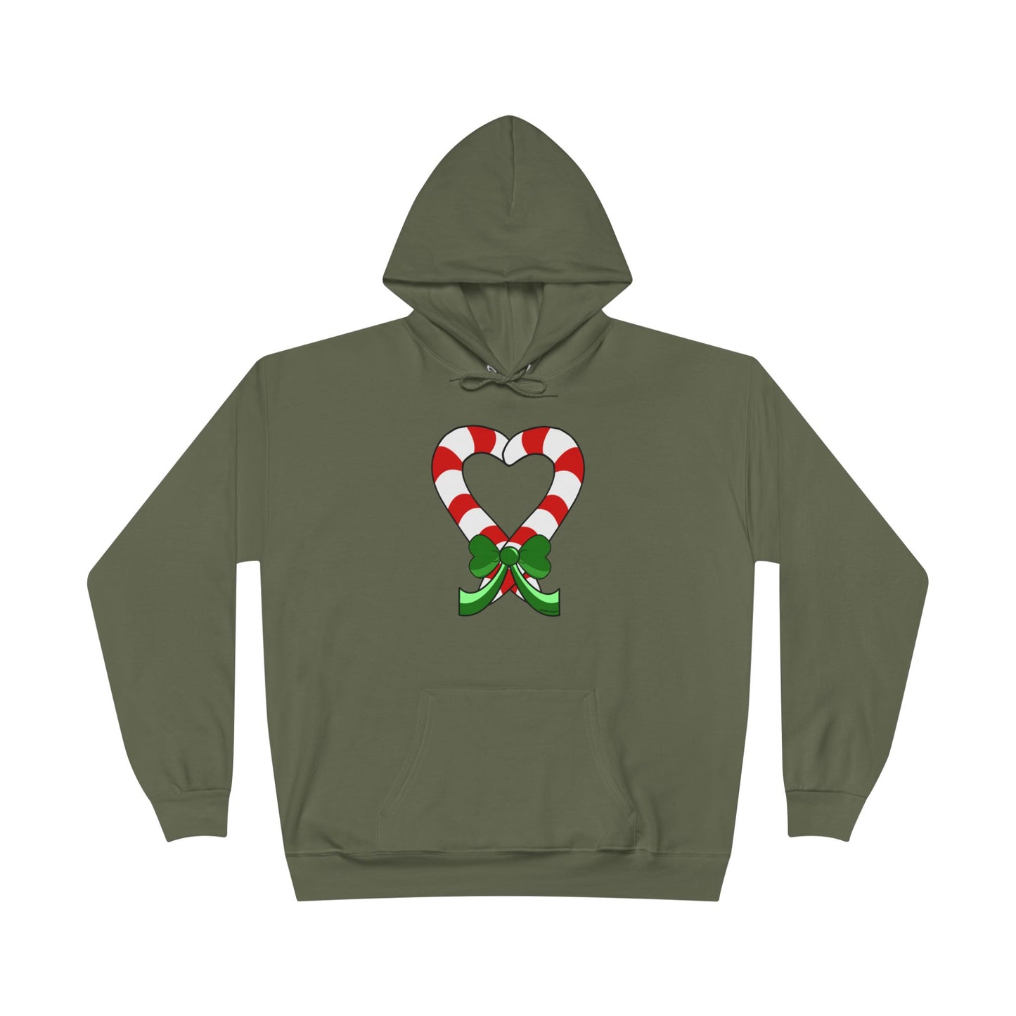 Candy Cane Heart Christmas Dark Hooded Sweatshirt by TOOLOUD
