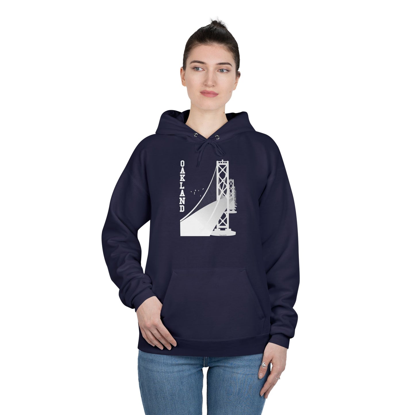 Oakland Text Bay Bridge Dark Pullover Hoodie Sweatshirt by TOOLOUD