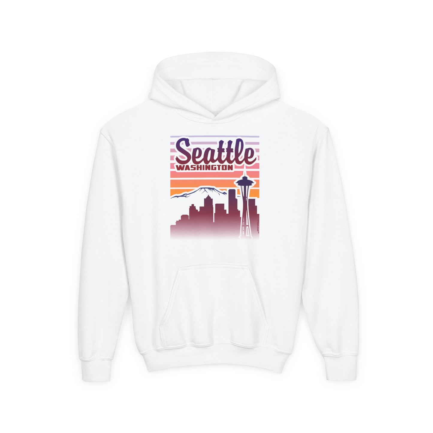 Seattle Washington Sunset Youth Children's Hoodie by TOOLOUD