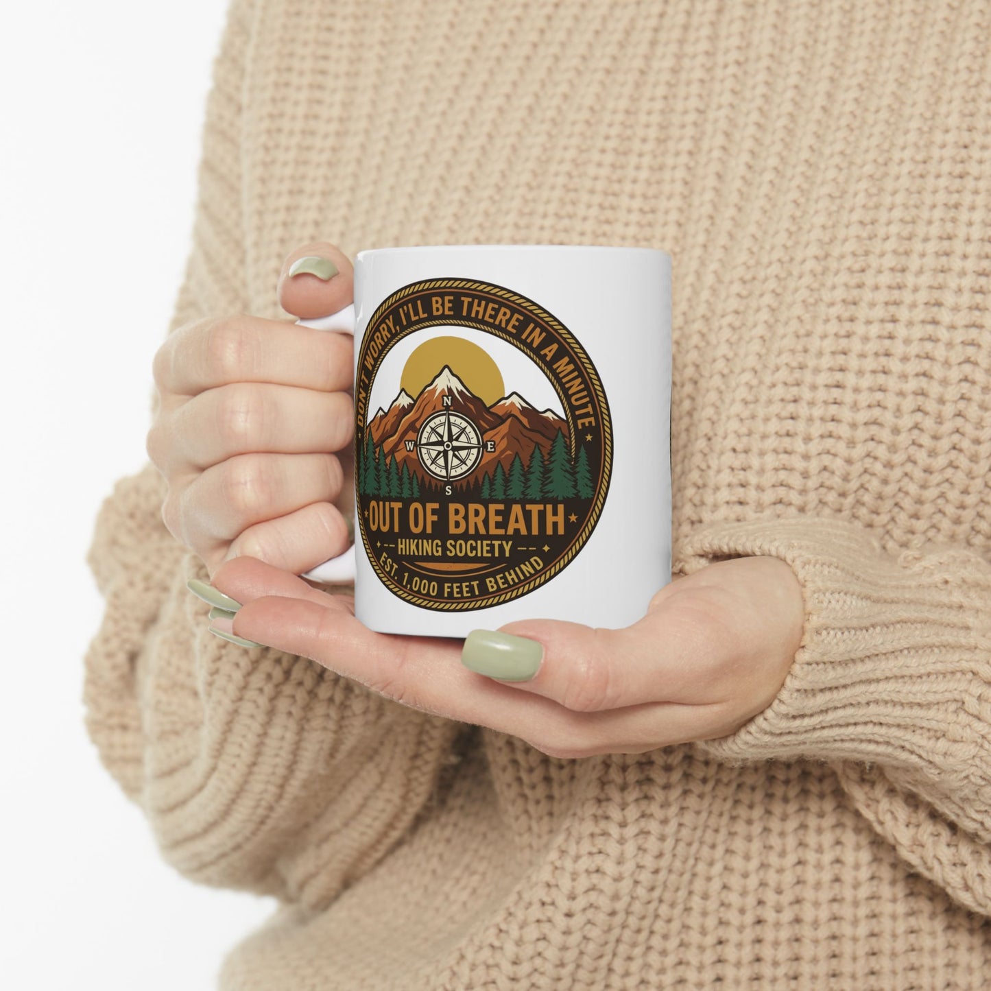 Out of Breath Hiking Society Ceramic Mug, (11oz, 15oz)