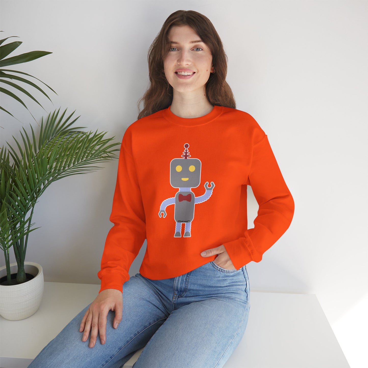 Cute Robot Male Adult Dark Sweatshirt by TOOLOUD