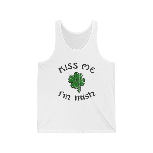 TooLoud Kiss Me I'm Irish Tank Top | Classic St. Patrick's Day Jersey SleevelessShirt