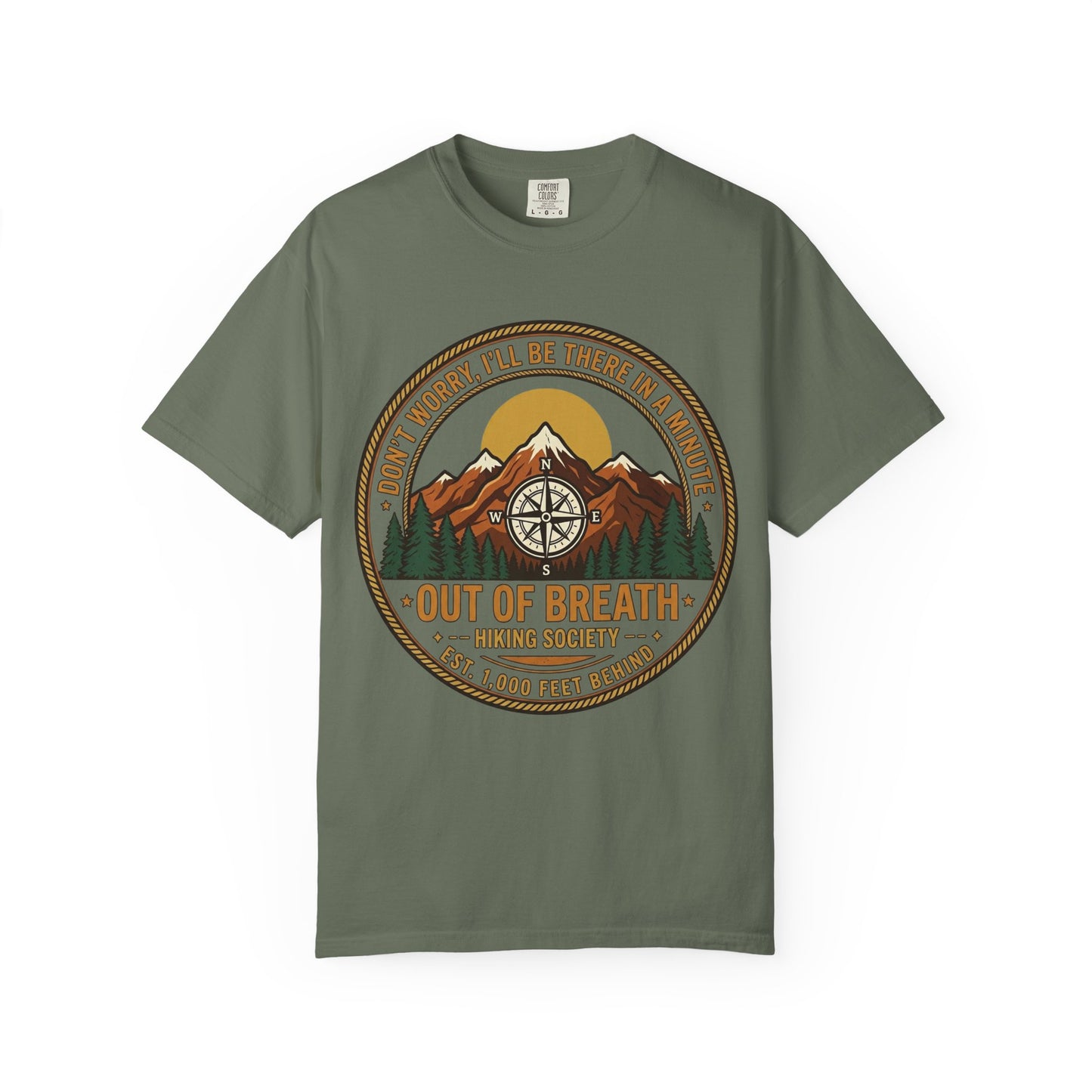 Out of Breath Hiking Society Adult Garment-Dyed T-Shirt