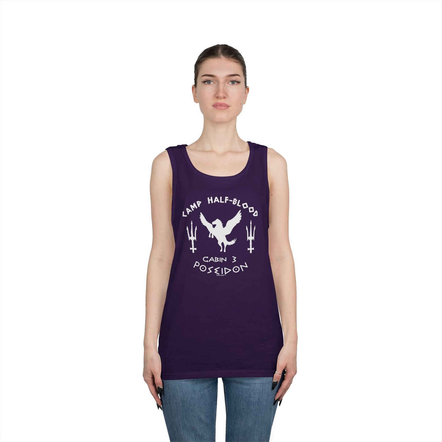Cabin 3 Poseidon Camp Half-Blood Adult Loose Dark Tank Top by TOOLOUD – Greek Demigod Inspired Design
