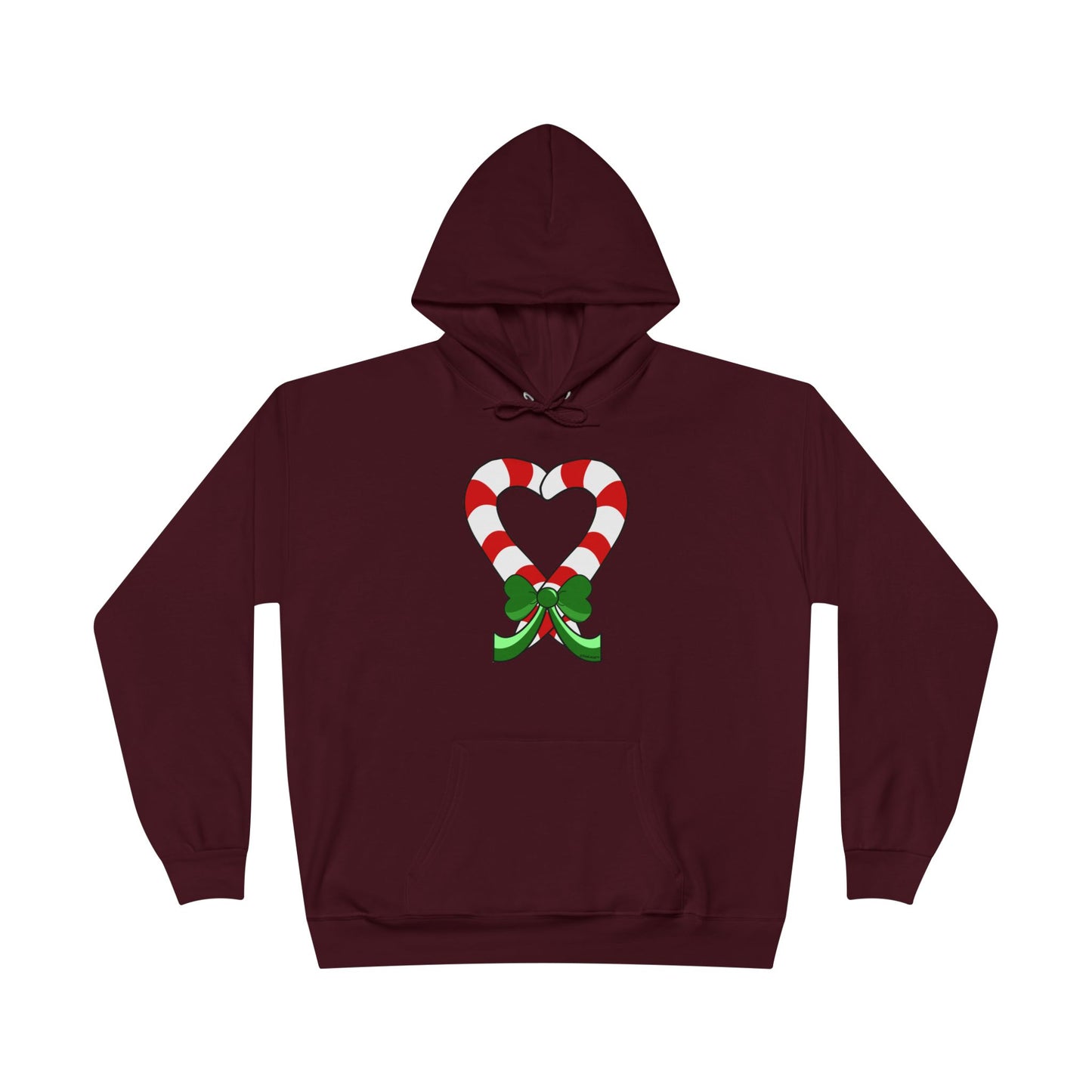 Candy Cane Heart Christmas Dark Hooded Sweatshirt by TOOLOUD