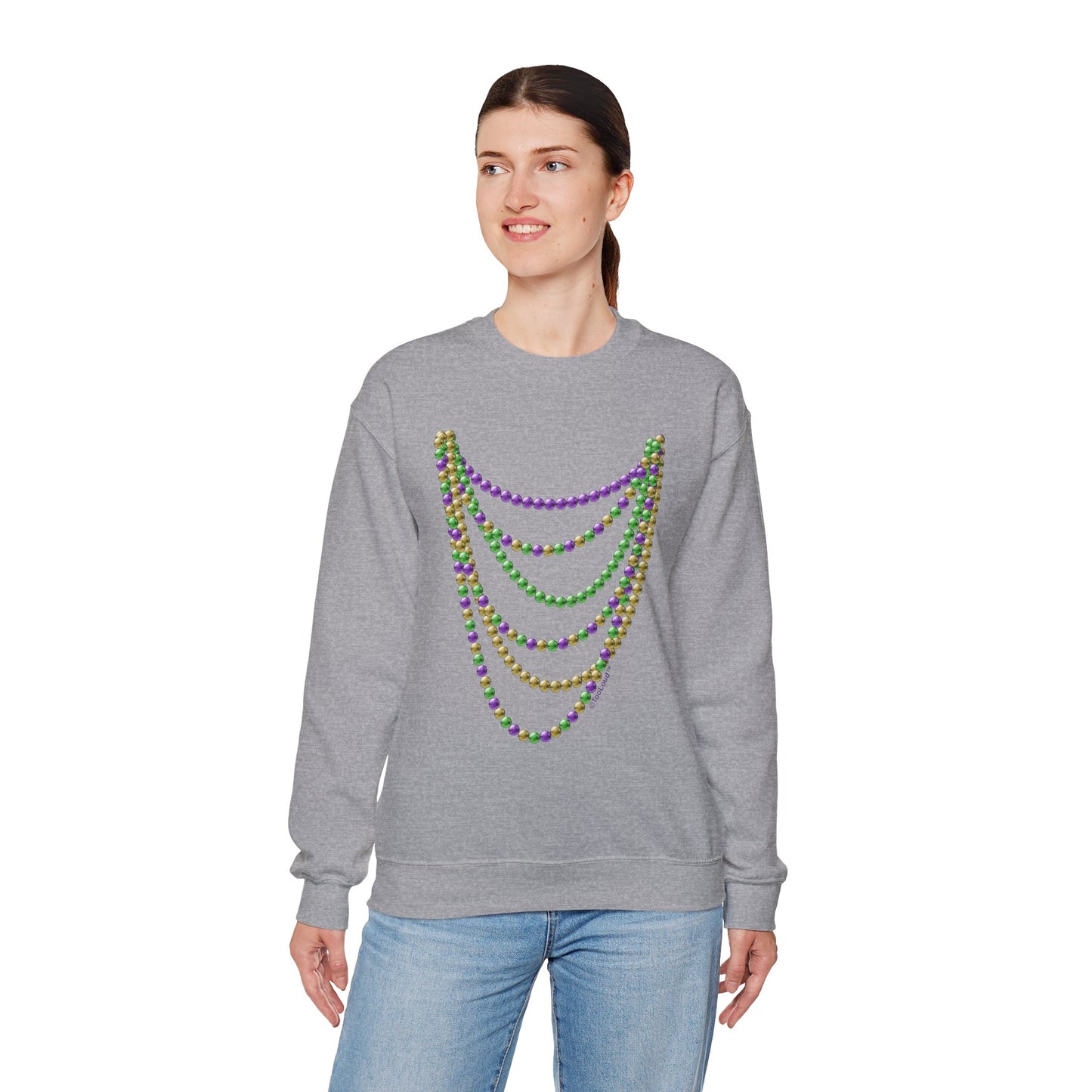 Mardi Gras Beads Necklaces Adult Crewneck Sweatshirt by TOOLOUD