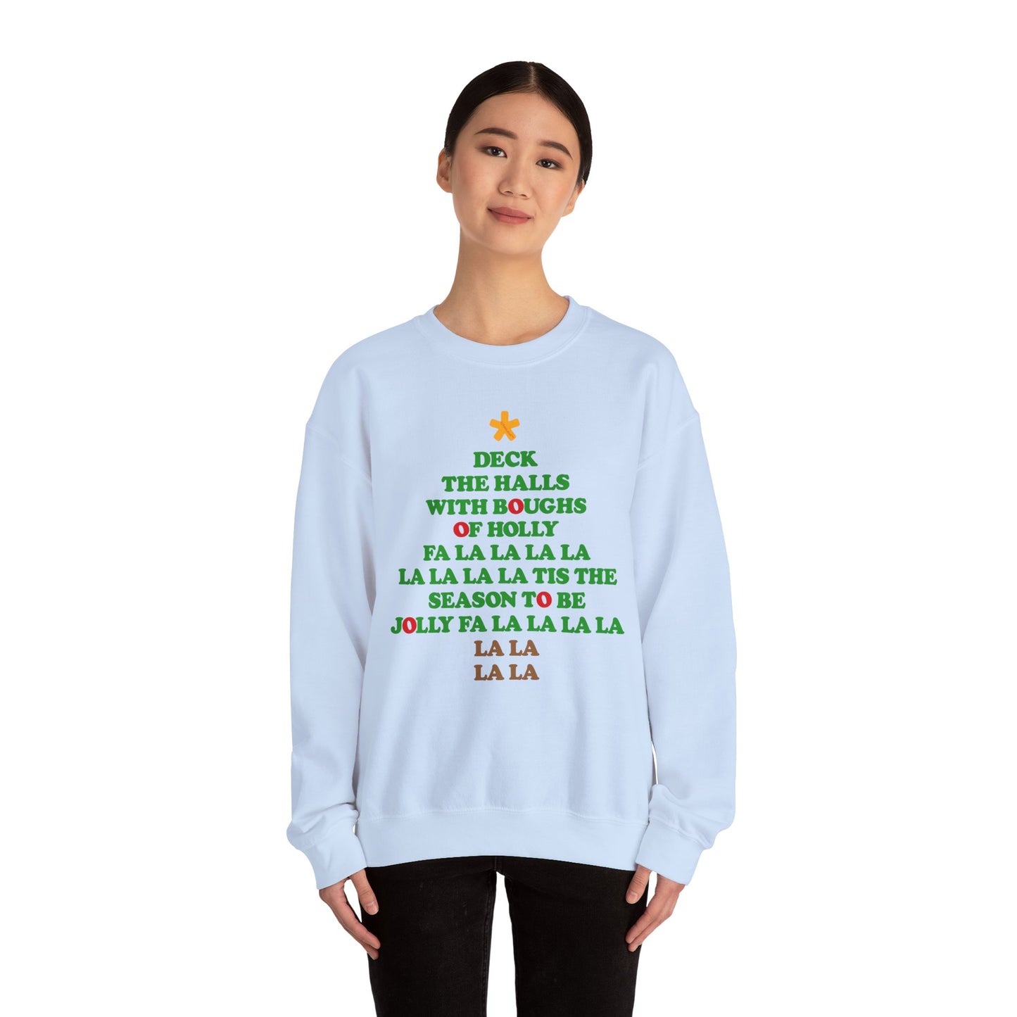 Deck the Halls Lyrics Christmas Tree Adult Sweatshirt by TOOLOUD