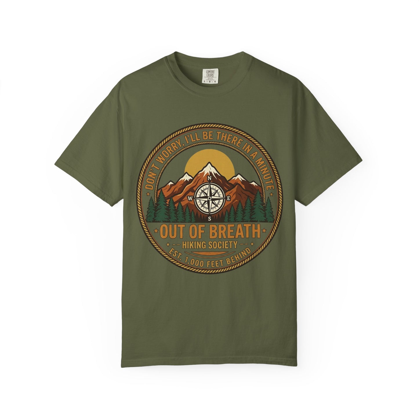 Out of Breath Hiking Society Adult Garment-Dyed T-Shirt