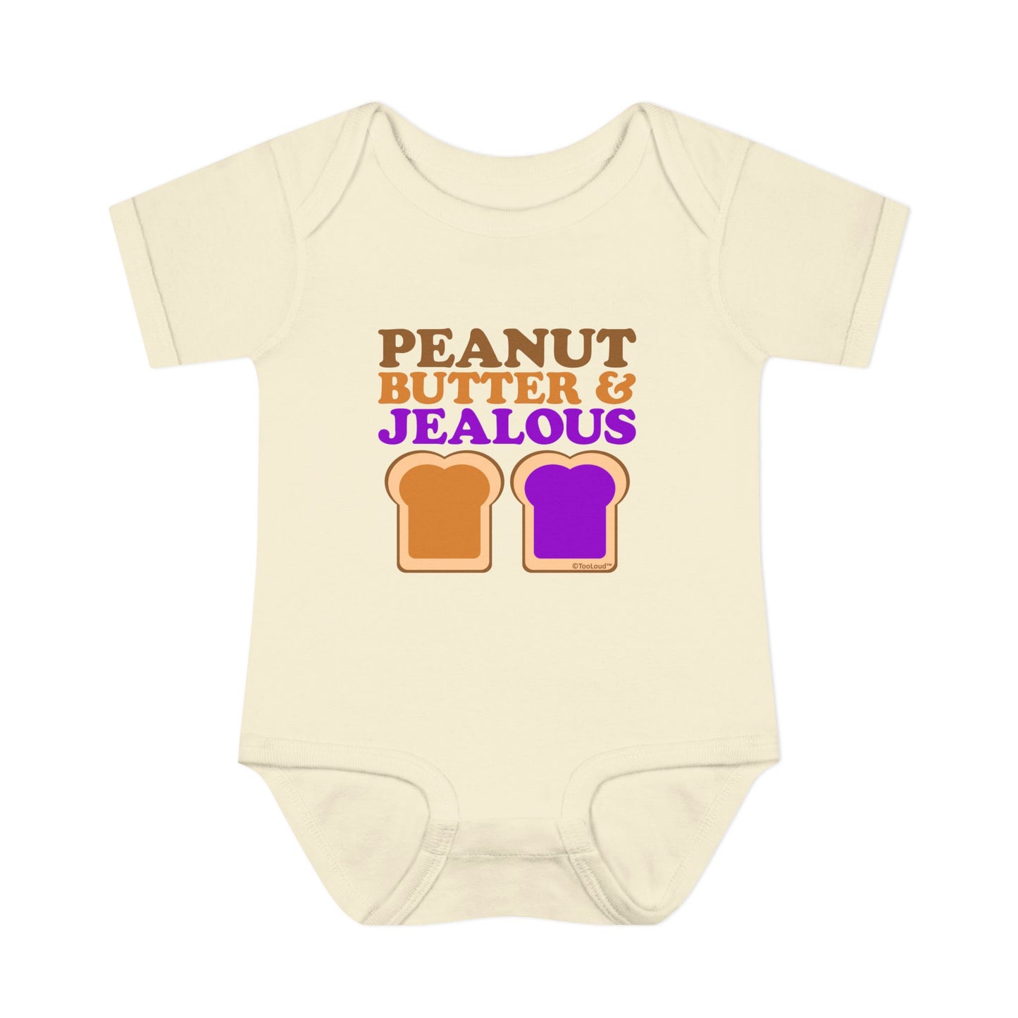 Peanut Butter and Jealous Baby Romper Bodysuit by TOOLOUD