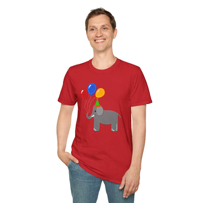 Cute Elephant with Balloons Unisex Adult T-Shirt by TOOLOUD