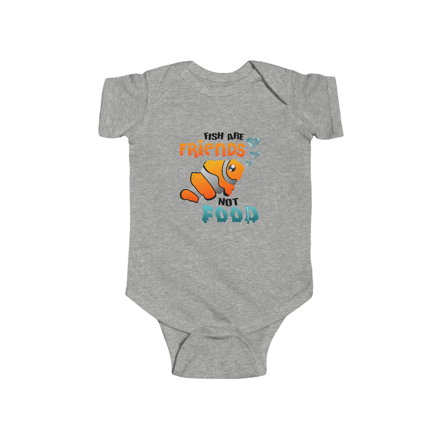 TooLoud Fish Are Friends Not Food Baby Romper Bodysuit Infant Fine Jersey