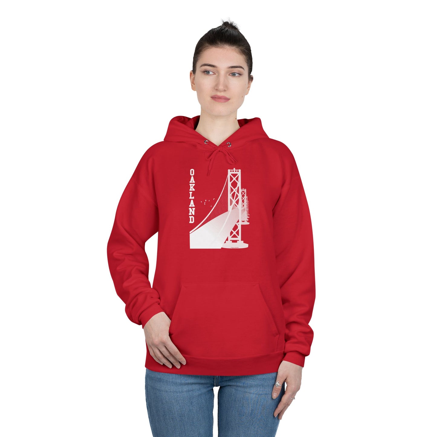 Oakland Text Bay Bridge Dark Pullover Hoodie Sweatshirt by TOOLOUD