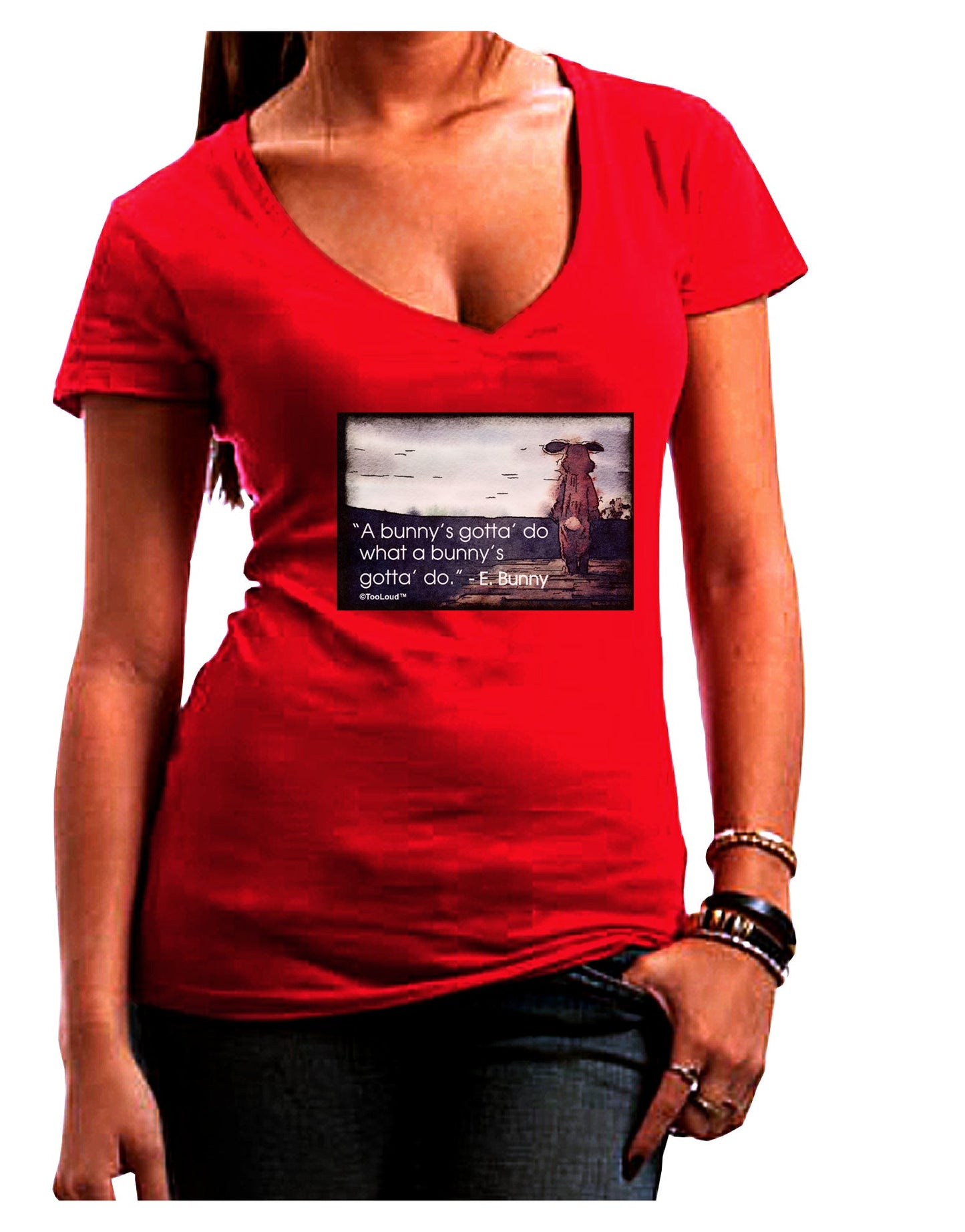 A Bunny's Gotta Do - Easter Bunny Juniors V-Neck Dark T-Shirt by TooLoud-Womens V-Neck T-Shirts-TooLoud-Red-Juniors Fitted Small-Davson Sales
