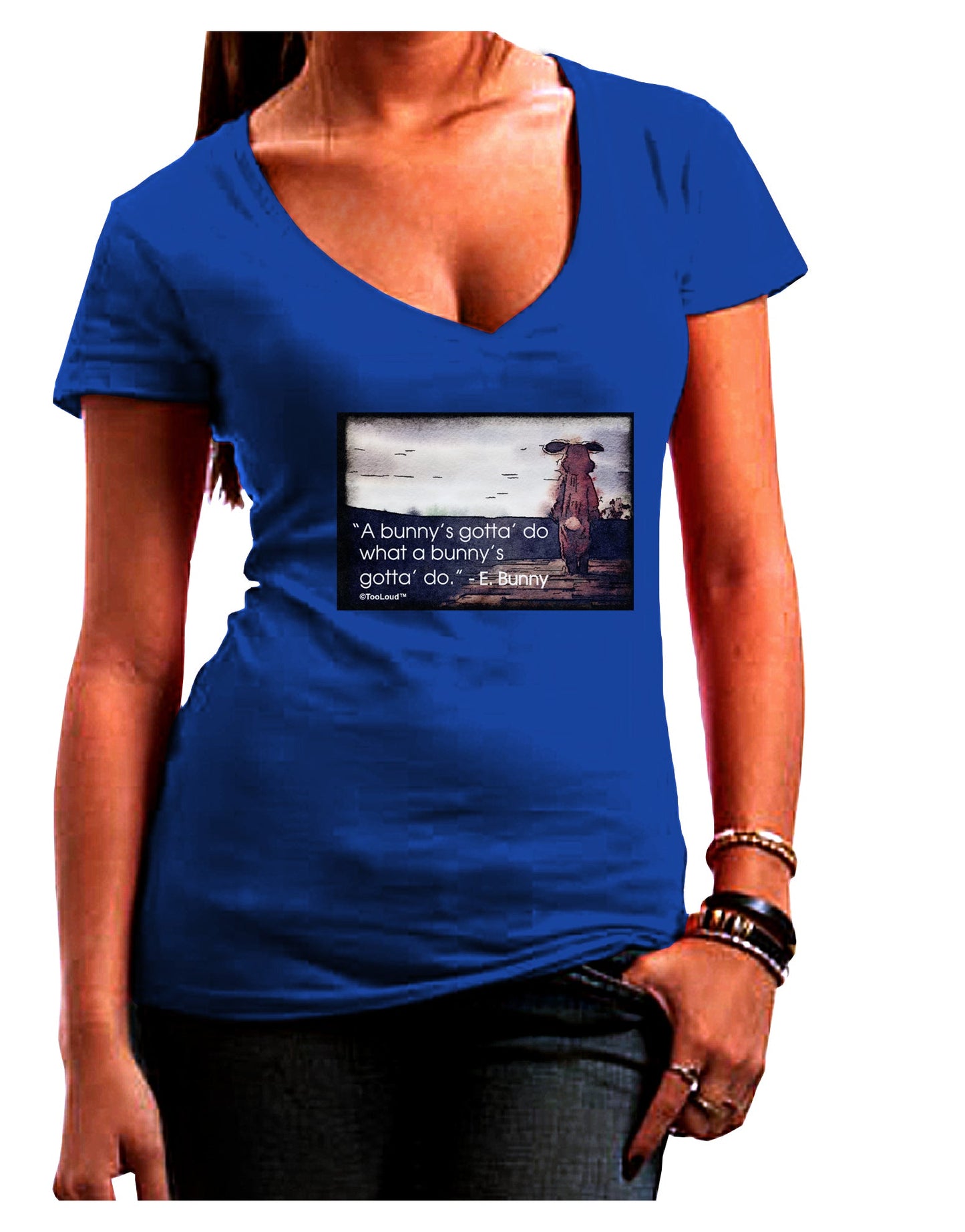A Bunny's Gotta Do - Easter Bunny Juniors V-Neck Dark T-Shirt by TooLoud-Womens V-Neck T-Shirts-TooLoud-Royal-Blue-Juniors Fitted Small-Davson Sales